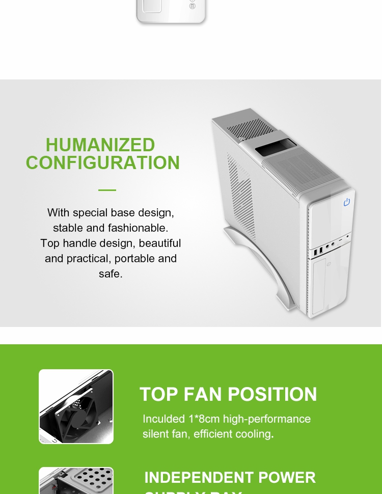 S607 White-Mini slim desktop computer case, M-ATX PC Case, mini tower ...